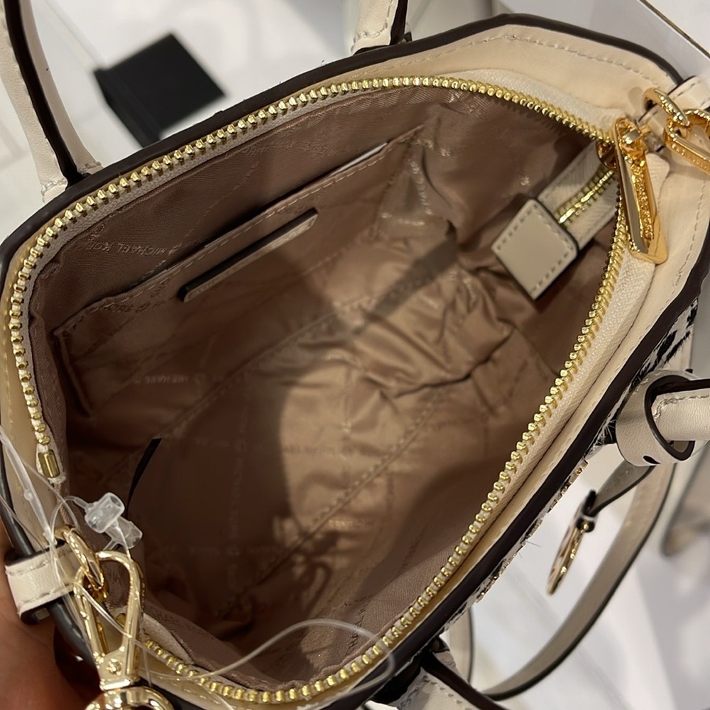 Avril Extra-Small Cheetah Print Calf Hair and Leather Satchel LT CRM MUL… - Picture 6 of 16